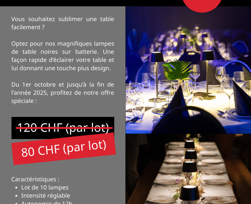 Lampes de table sur batterie – action spéciale pour vos soirées de fin d’année